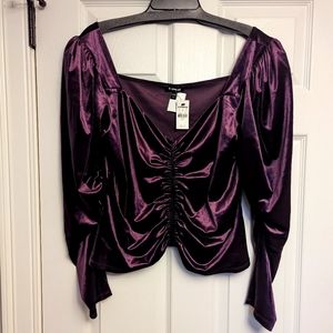 NWT Express Long Sleeve Ruched Velvet Top - XL
